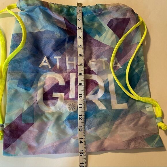 Athleta girl drawstring bag backpack sack purple silver 15x14” - Picture 4 of 5